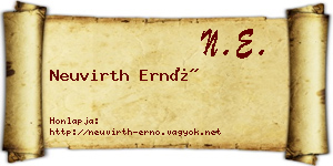Neuvirth Ernő névjegykártya