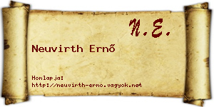 Neuvirth Ernő névjegykártya